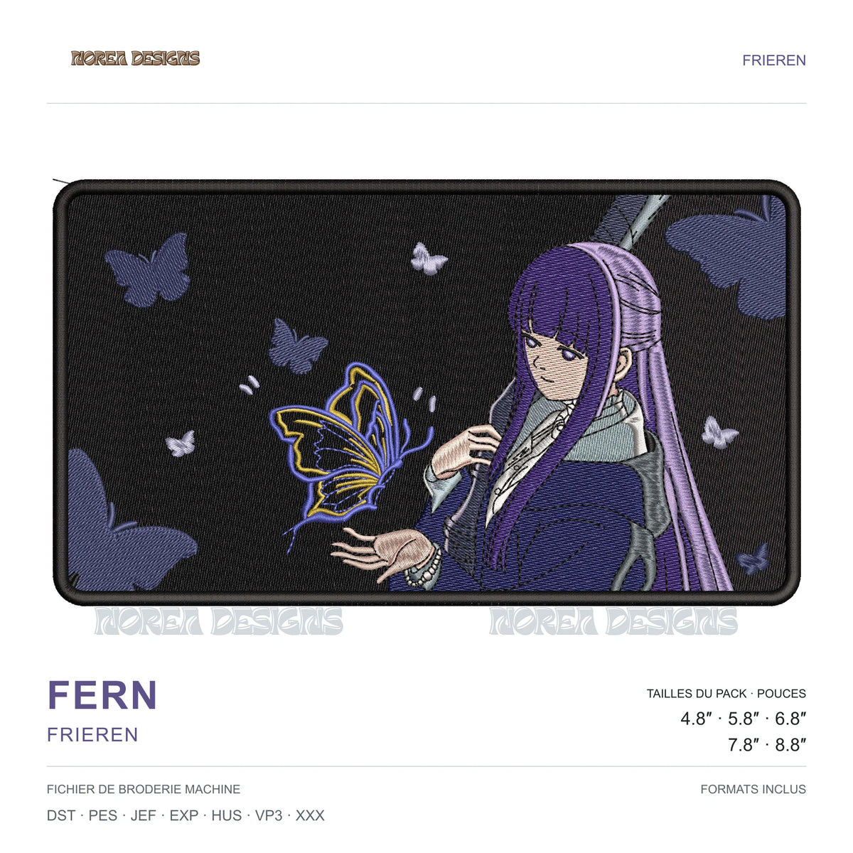 Fern — Frieren — Frieren, simulated machine embroidery design preview
