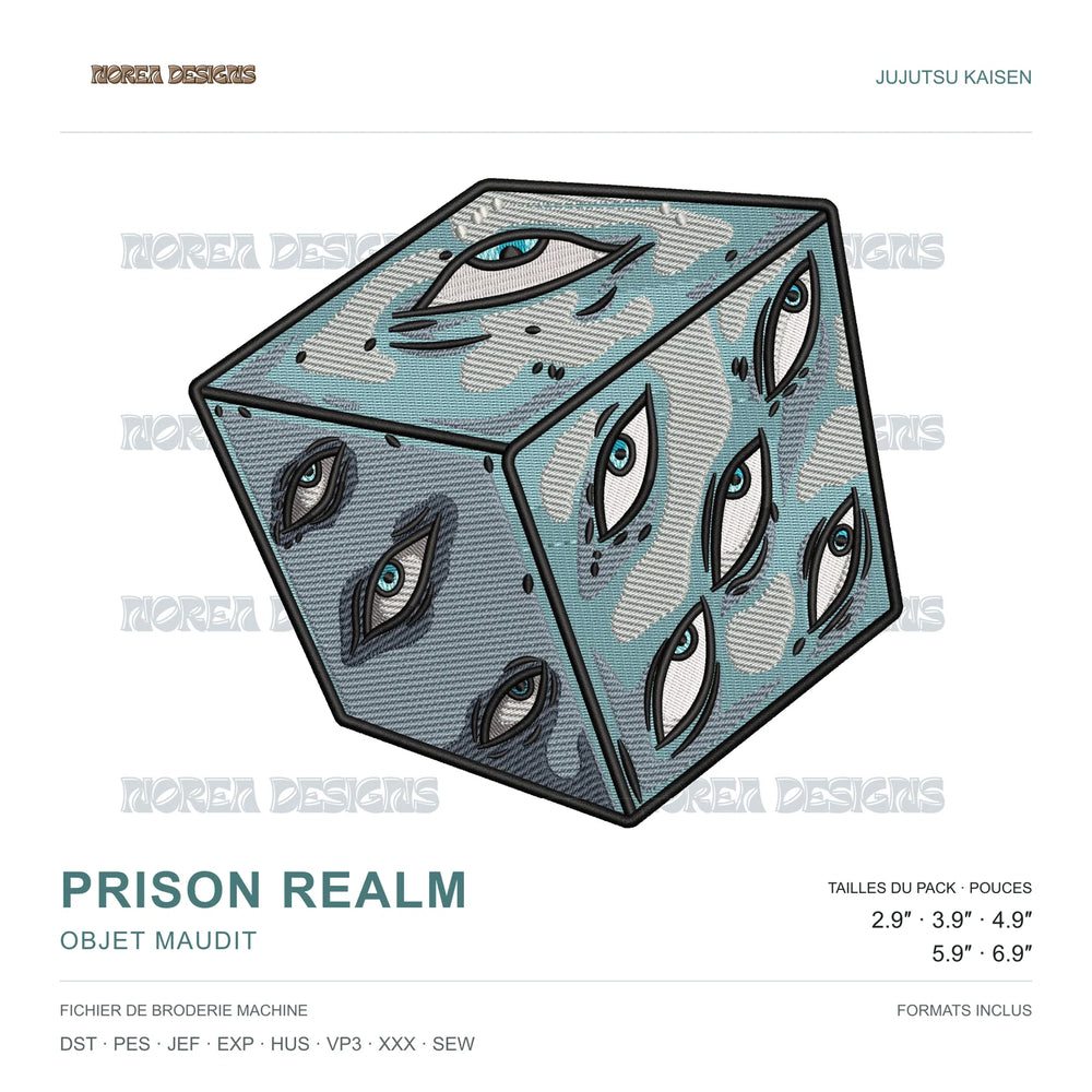 Prison Realm — Cursed Object — Jujutsu Kaisen, simulated machine embroidery design preview