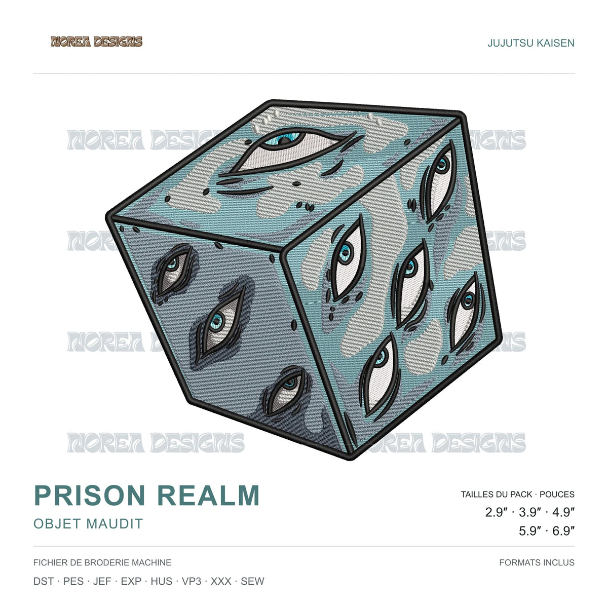Prison Realm — Cursed Object — Jujutsu Kaisen, simulated machine embroidery design preview