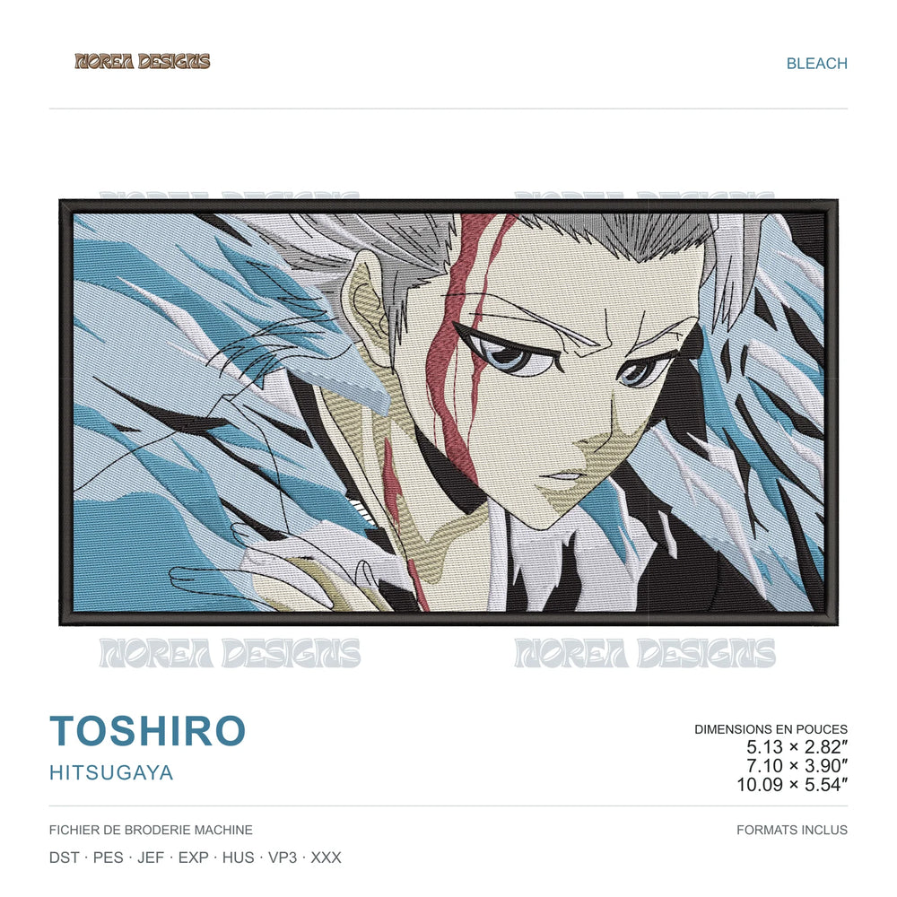 Toshiro Hitsugaya — Bleach, simulated machine embroidery design preview